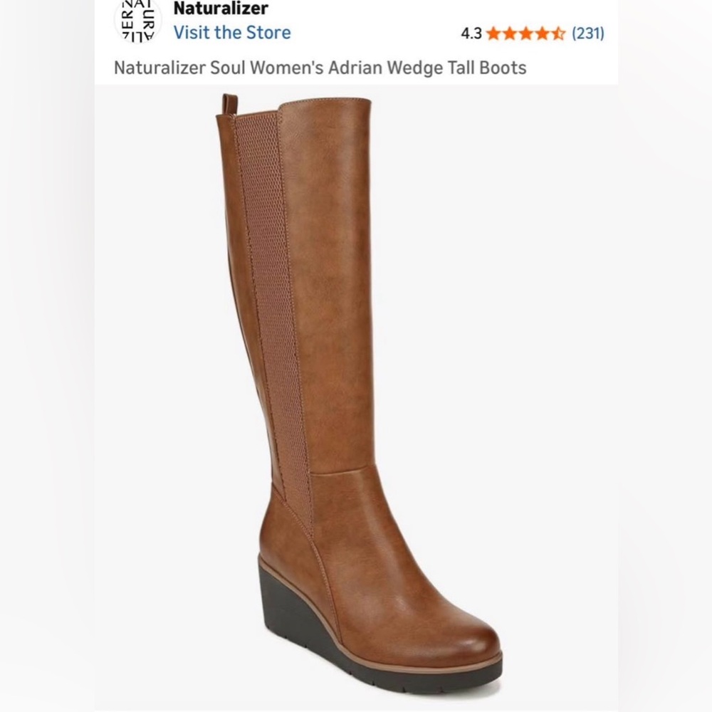 Naturalizer SOUL Adrian Wedge Tall Boot Brown 7.5